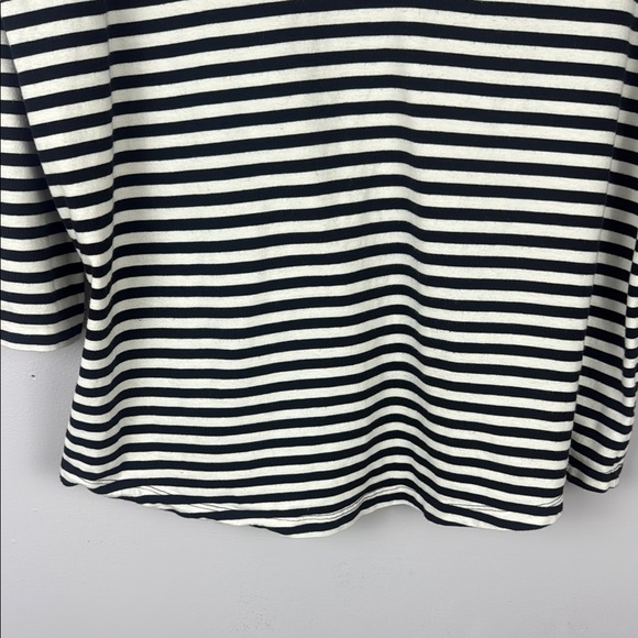 Lands' End Super T Collared Popover 3/4 Sleeve Pale Petal Even Stripe Top Size M - Picture 6 of 8